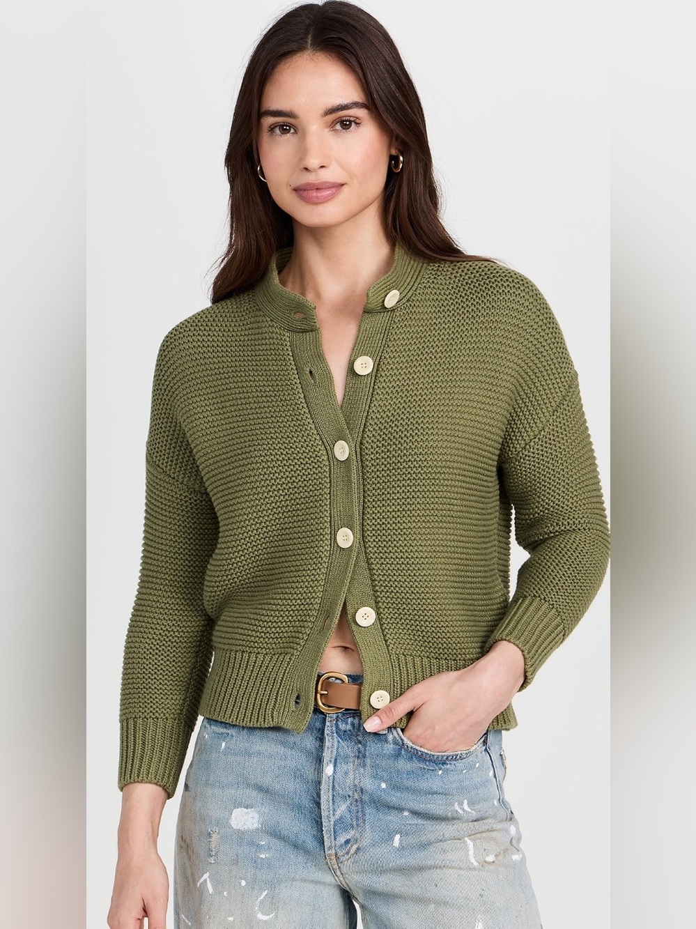 Alex Mill Faded Grove Green Nico Chunky Cardigan Sweater